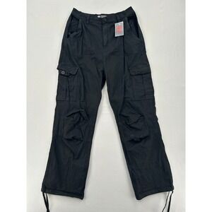 People x Perros Chollos Mens Ripstop Cargo Pants Black Size 34 Drawstring Hem
